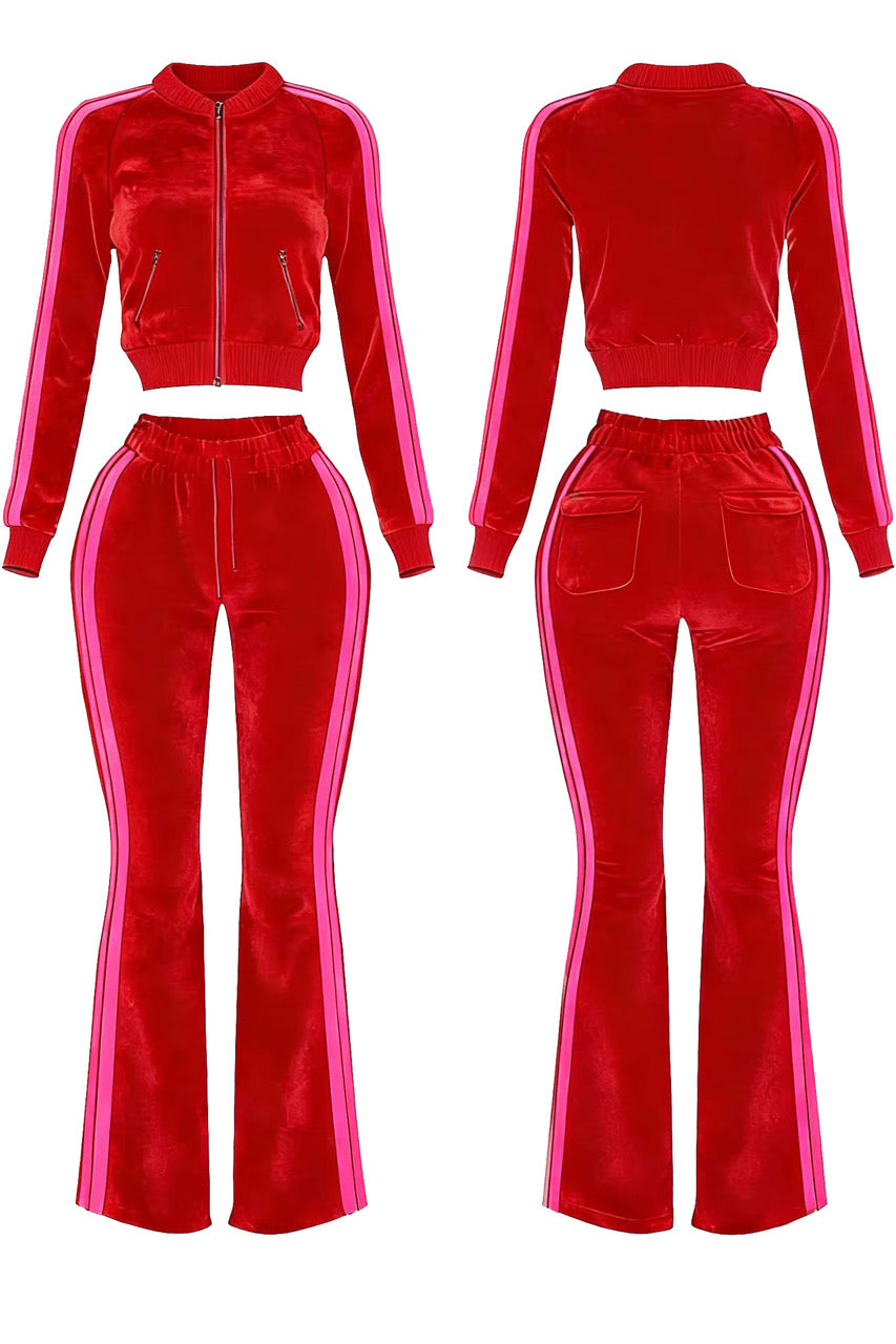 AMBERNXCOLE LUXE TRACKSUIT RED/PINK