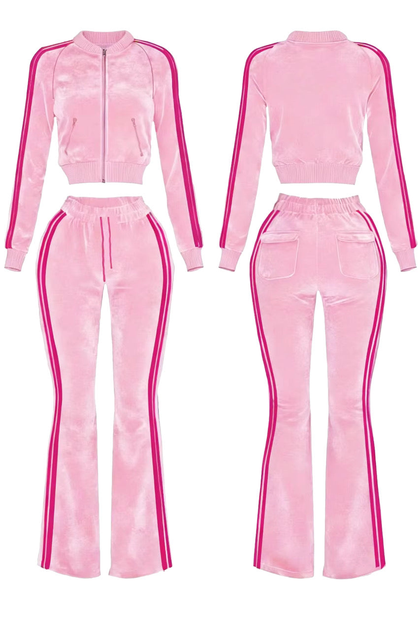 AMBERNXCOLE LUXE TRACKSUIT-LT.PINK/ DARK PINK