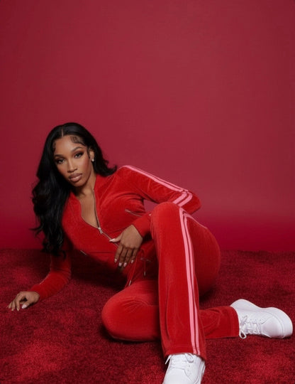 AMBERNXCOLE LUXE TRACKSUIT RED/PINK