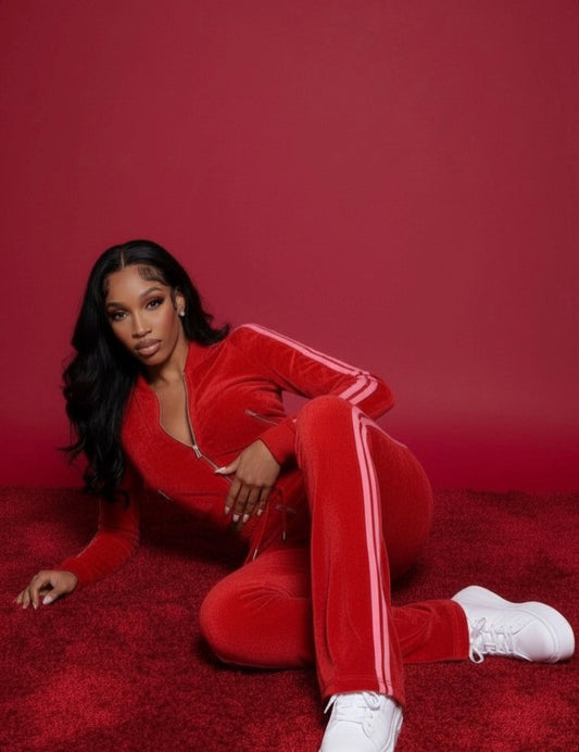 AMBERNXCOLE LUXE TRACKSUIT RED/PINK