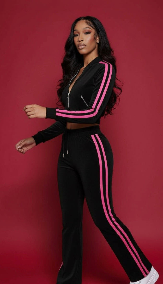 AMBERNXCOLE LUXE TRACKSUIT-BLACK/PINK