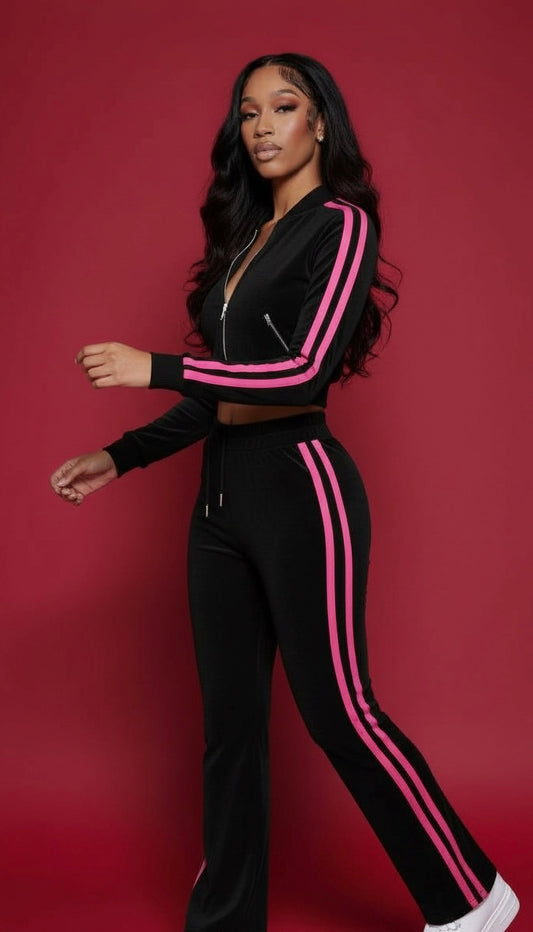 AMBERNXCOLE LUXE TRACKSUIT-BLACK/PINK