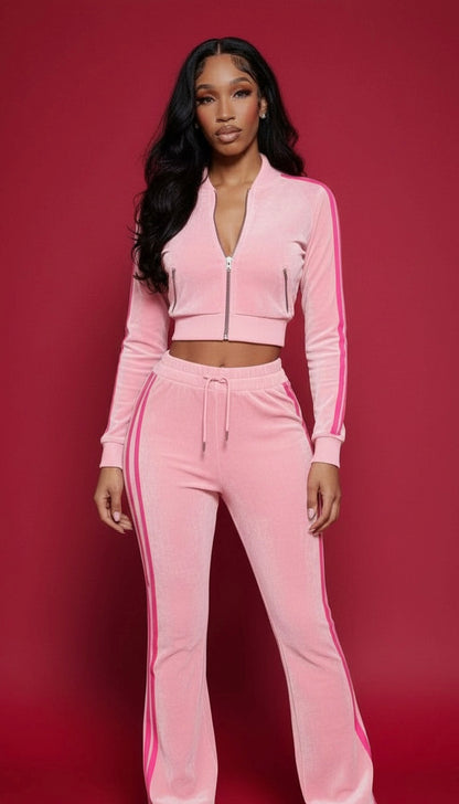 AMBERNXCOLE LUXE TRACKSUIT-LT.PINK/ DARK PINK